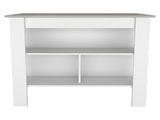Rockaway 3-Shelf Kitchen Island White and Ibiza Marble B06280052