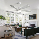 52 Inch Modern Ceiling Fan With Dimmable LED Light 5 Solid Wood Blades Smart Remote Control W934P195842