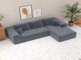 Gray Modular Corduroy Sectional Sofa with Chaise Lounge, All-Foam Deep Seat Couch, Soft Wide-Wale 61332137