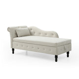 Aijia 60" Velvet Multifunctional Storage Chaise Lounge Buttons Tufted Nailhead Trimmed Solid Wood W111753127