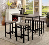 ZUN 5 Pc Counter Height Table Set Two Tone Design Black Gray Dining Chairs Sturdy Metal Construction PVC B011115505