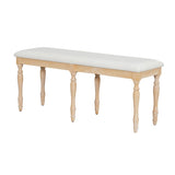 TOPMAX Vintage Traditional 50.4inch Upholstered Dining Bench with 6 Solid Wood Legs, Natural N717P170409A