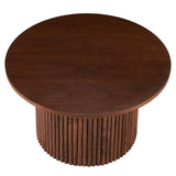 ZUN Walnut Wood Veneer Tabletop 27.56 Inch Round Coffee Table, Farmhouse Circle Coffee Table MDF W1164P225857