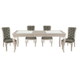 Modern Glamourous 1pc Dining Table with Separate Extension Leaf Cabriole Legs Insert Glass Panels B01152169