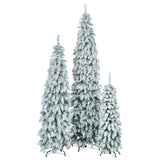 ZUN 8FT, 6FT, 4FT Pre-Lit Pencil Christmas Trees, 3-set Slim Artificial Christmas Tree With Snow 38709382