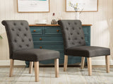 Habit Solid Wood Tufted Parsons Dining Chair, Set of 2, Charcoal T2574P164542