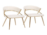 Jie Glam Dining Chair in Gold Steel and Cream Velvet by - Set of 2 B202P223581