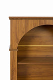 3-Tier Arched Open Bookshelf, Traditional Freestanding Bookcase with Decorative Beaded Trim, Light W3123P485376