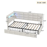 Upholstered Twin Size Daybed with Storage 2 Drawers and Charging Station, Day Bed Frame with LED N733P285121A