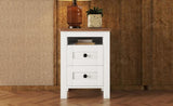 2-Drawer Farmhouse Wooden Nightstand Well-proportioned Design and Sleek Lines, Wood Side Table WF317945AAK