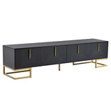 ON-TREND Modern TV Stand Metal Legs and Gold Handles for TVs Up to 80'', Media Console Table WF325614AAB