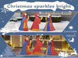 Set of 3 Lighted Three Kings with Gifts Christmas Decorations, Pre-lit 2D Holiday Decor with 80 Warm 64161451