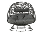 Hikre Clear Glass, Charcoal Fabric & Black Wicker Patio Lounge Chair & Side Table B2726P446697