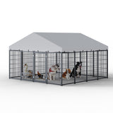 Large Dog Kennel Outdoor Pet Pens Dogs Run Enclosure Animal Hutch Metal Coop Fence with Roof Cover. W1820P318708