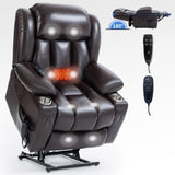 Dual Motor Infinite Position Up to 350 LBS Leatherair Power Lift Recliner Chair, Heavy Duty Motion W3224P290206