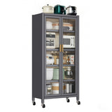 65" Kitchen Pantry Storage Cabinet, 6 Tier Metal Display Storage Cabinet with Transparent Door, W3204P300623