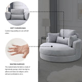 Welike Swivel Accent Barrel Modern Grey Sofa Lounge Club Big Round Chair with Storage W83469811