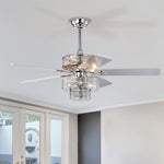 ZUN Dual Crystal Lamp Shade Crystal Ceiling Fan with Lights Fandelier Chandelier W1592P160485