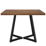 31.5" Square Dining Table for 2-4, Rustic Brown Industrial Kitchen Table with Black Metal Frame, B082P364493