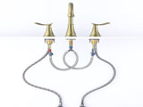 2-Handle 8 inch Widespread Bathroom Sink Faucet Brushed Gold Lavatory Faucet 3 Hole 360&deg Swivel 46793622