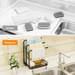 ZUN Kitchen sink sponge holder with drainage tray, kitchen sink storage container sponge brush soap tray 33223747