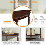 ZUN 42'' Retro Circular Curved Half-Moon Console Table with Cloud Design Top and Open Shelf Solid Wood W1202P155406