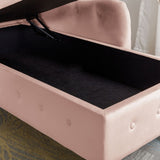 Pink Chaise Lounge Indoor,Velvet Lounge Chair for Bedroom with Storage & Pillow,Modern Upholstered W1170105037
