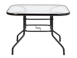 Outdoor Dining Table Square Toughened Glass Table Yard Garden Glass Table 90130627