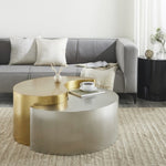 ZUN Ying Yang Modern & Contemporary Style 2PC Coffee Table Made with Iron Sheet Frame in Gold & Silver B009140741