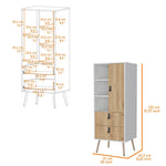 ZUN White and Macadamia 2-Drawer Tall Dresser B062P175197