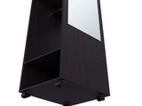 Armoire 63"H, with 3 Shelves, 1 Mirror, and 4 Wheels, Black B097P250843