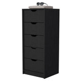 ZUN Logan Black 5 Narrow Drawer Dresser B062P175096