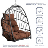 Outdoor garden rattan egg swing chair hanging chair PE hanging chair brown W2500P309626