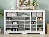 ON-TREND Sleek Design 24 Shoe Cubby Console, Modern Shoe Cabinet with Curved Base, Versatile WF309308AAK
