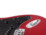 ST Stylish Electric Guitar with Black Pickguard Red 07478467