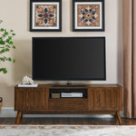 ZUN Mid Century Modern Fluted TV Stand for 65 inch TV, Entertainment Center with Storage, Farmhouse Wood W1801P195690