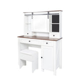 ZUN Farmhouse Makeup Vanity with Mirror Lights,41.73" Wide Vanity Desk ,Vanity Table with 4 Drawers 33270674