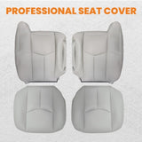 4X Front Leather Seat Cover Gray Fit For Chevy Silverado GMC Sierra 2003-2006 79922486