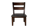 Cherry Finish Classic Style Set of 2 Side Chairs Mango Veneer Faux Leather Upholstered Transitional B01146560
