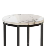 ZUN Set of 2 Round End Side Table with Faux Marble Top and Metal Frame for Living Room Bedroom Balcony W36837044