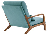 High Back Solid Wood Armrest Backrest Iron Frame Linen Indoor Leisure Chair Teal 72413799