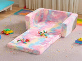 Glow-in-the-Dark Kids Foldable Sofa Bed All-Sponge Single Chaise Lounge Pink Unicorn Flannel 11822891