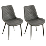 ZUN Dark Grey Leathaire Dining Chairs Set of 2,Mid-Century Modern Leathaire Chairs Kitchen Living Room W1164P225826