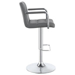 ZUN Grey and Chrome Adjustable Bar Stool B062P145644