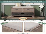 Storage Bench with Removable Basket and 2 Drawers, Fully Assembled Shoe Bench with Removable Cushion 20282827