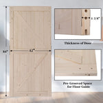 ZUN 42 in. x 84 in. Unfinished Sliding Barn Door with 7FT Barn Door Hardware Kit & Handle ,K Frame,Solid 01587012