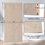 ZUN 42 in. x 84 in. Unfinished Sliding Barn Door with 7FT Barn Door Hardware Kit & Handle ,K Frame,Solid 01587012