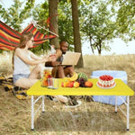 ZUN 4ft Yellow Portable Folding Table Indoor&Outdoor Maximum Weight 135KG Foldable Table for Camping 64401046