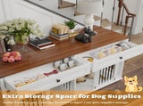 63'' Large Dog Crate Furniture for Double Dog, Wooden Dog Kennel with 2 Drawers,Divider and Sliding W2557P231672