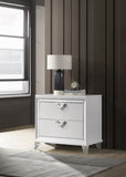 Modern Style 2-Drawer Nightstand with LED Glow & V-Shape Handles in White B009133860